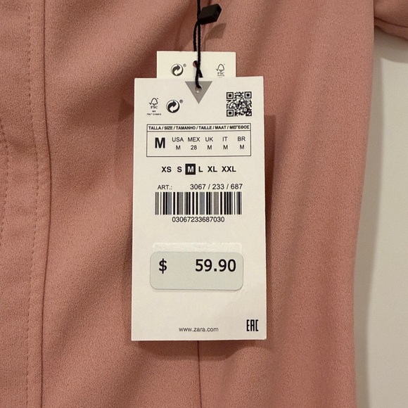 Zara bodycon midi Pink Off-Shoulder cap sleeve Dress - Picture 5 of 5